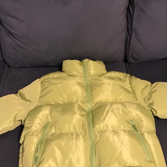 Lime Green Cropped Puffer Jacket - Picture 3 of 4